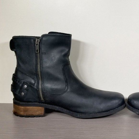 UGG Orion Side Zip Boots, Black Leather, Womens Size 10 US / 41 - Picture 6 of 16